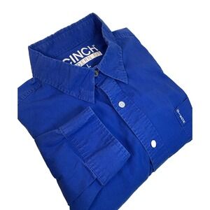 Cinch‎ Long Sleeve Button Down Shirt Men's L Blue Ranch Cowboy Rodeo  *Read